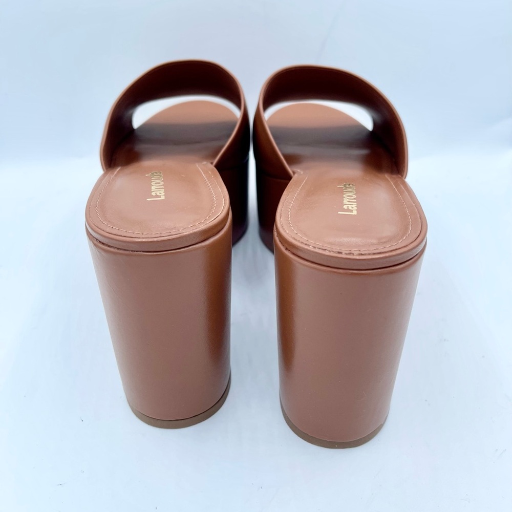 New Larroude Miso Platform Brown Leather Mules Size 9.5 - Picture 15 of 17